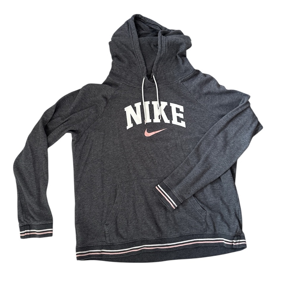 Nike Dark Gray Hoodie with Pink Accents